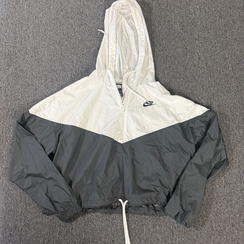 Vintage Y2k Nike Black White Lightweight Golf Zip Hoodie Windbreaker Jacket L